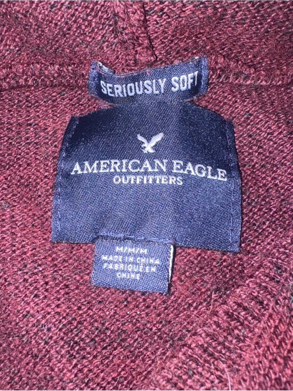 American Eagle Outfitters Maroon and Navy Patterned Crewneck Hoodie